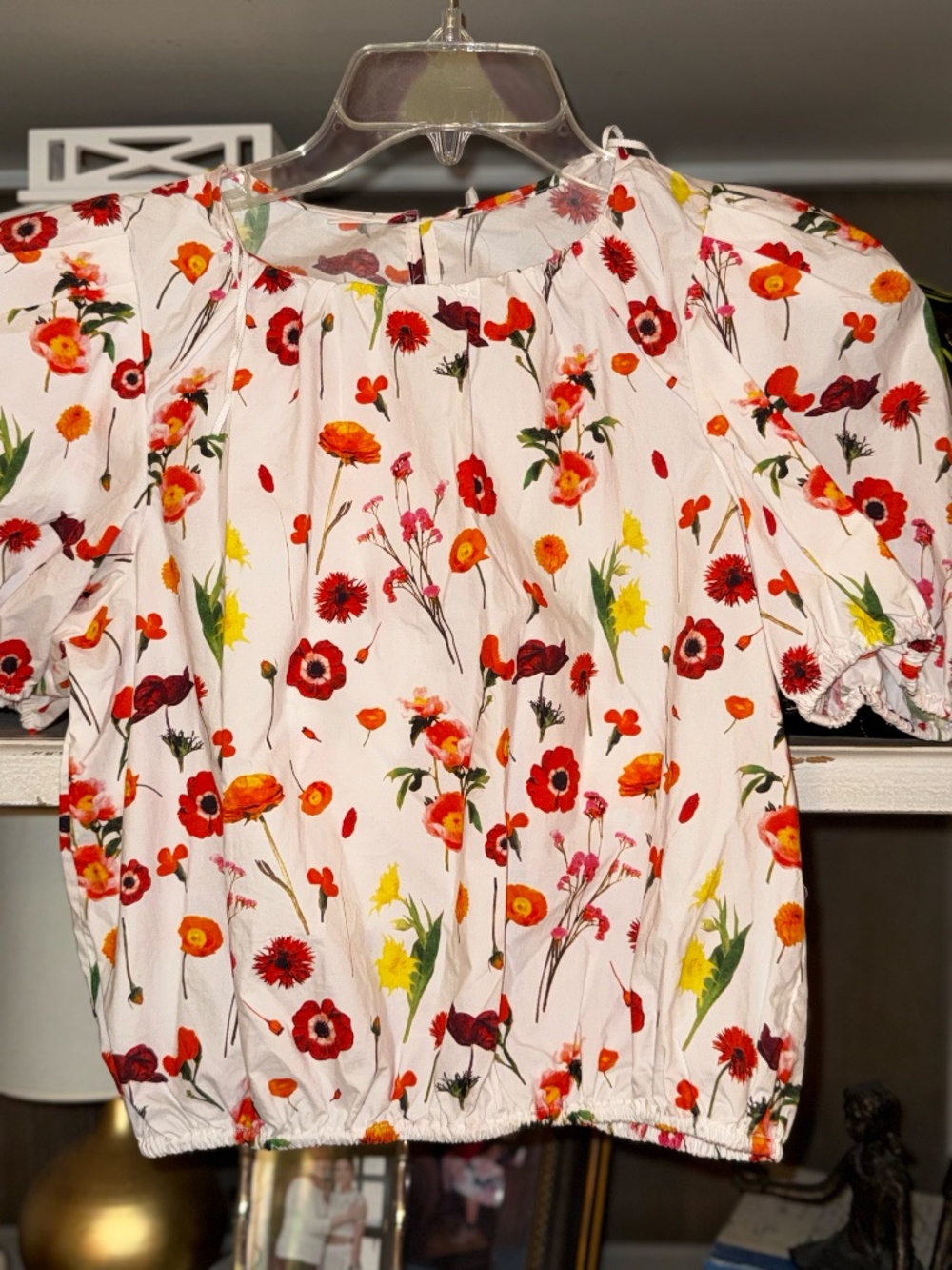 Joie Small floral puff sleeve cotton shirt top nwt - Picture 2 of 4